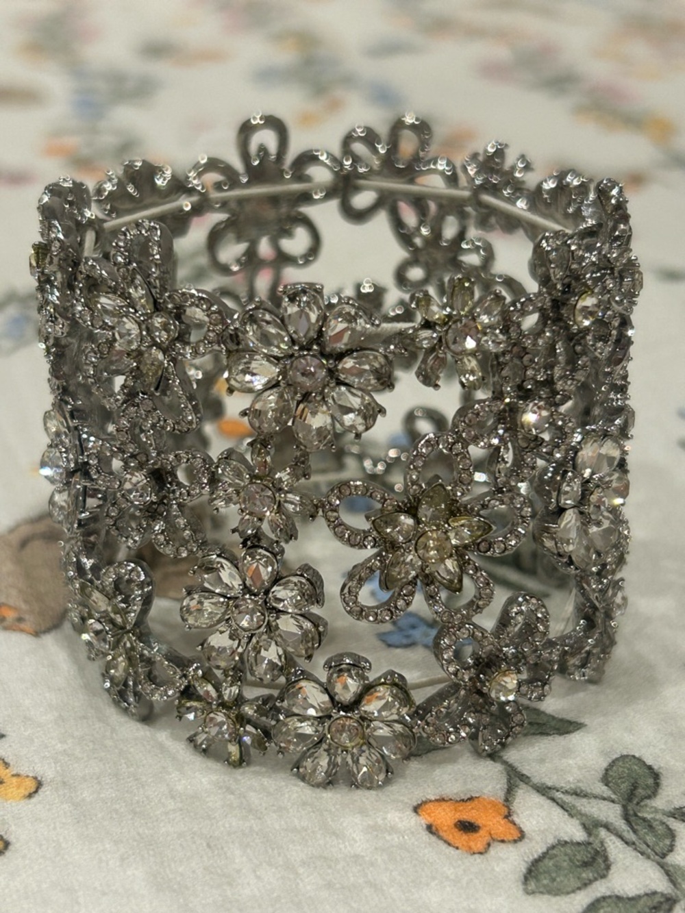 INC International Concepts Floral Rhinestone Crystal Cuff Bracelet